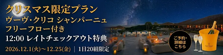 クリスマス限定プラン ヴーヴ・クリコ シャンパーニュ フリーフロー付き 12:00レイトチェックアウト特典 2026年12月1日〜12月25日 1日20組限定